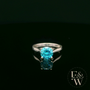 Sterling Silver Blue Topaz CZ Solitaire Ring