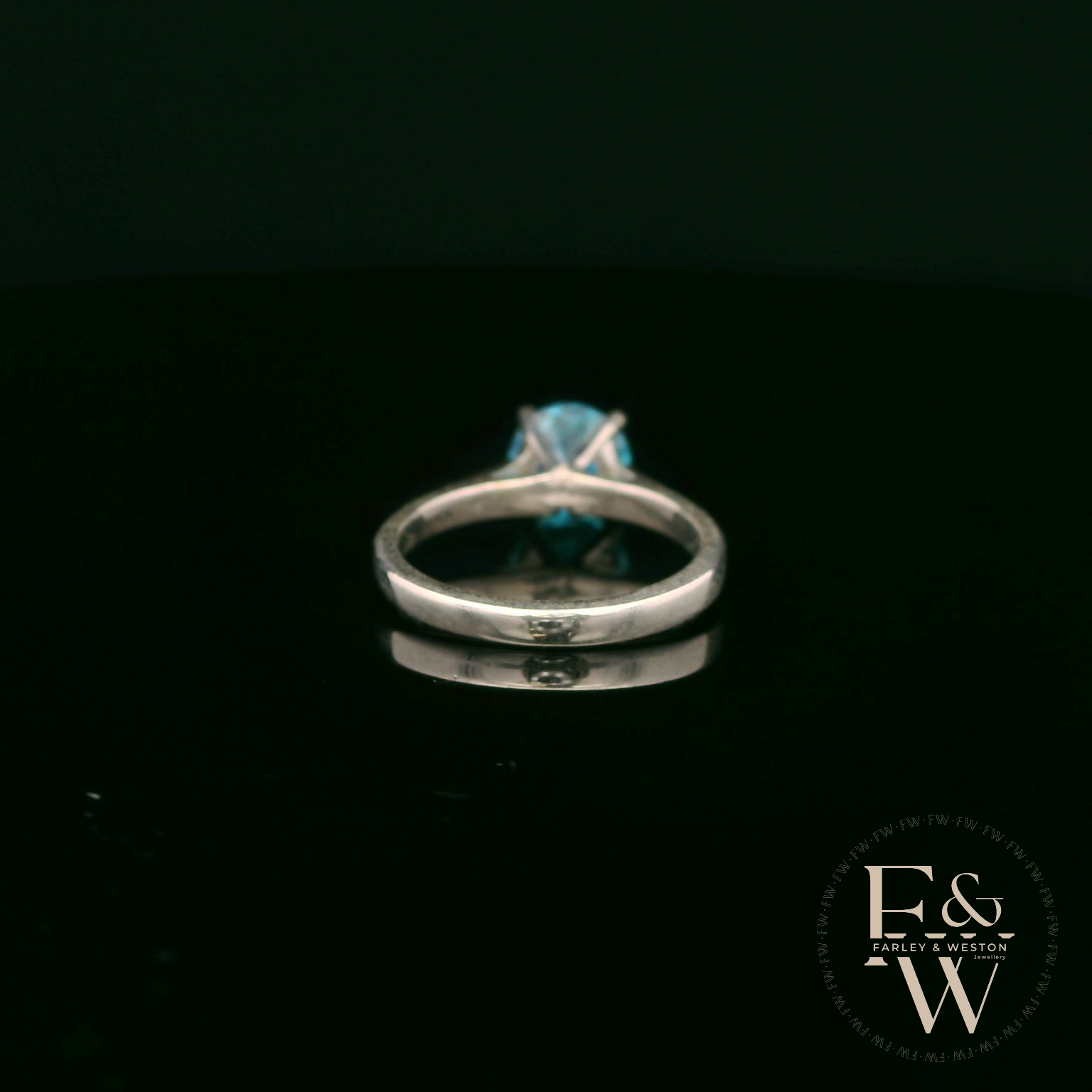 Sterling Silver Blue Topaz CZ Solitaire Ring