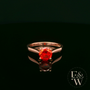 9ct Rose Gold Fire Opal CZ Solitaire Ring