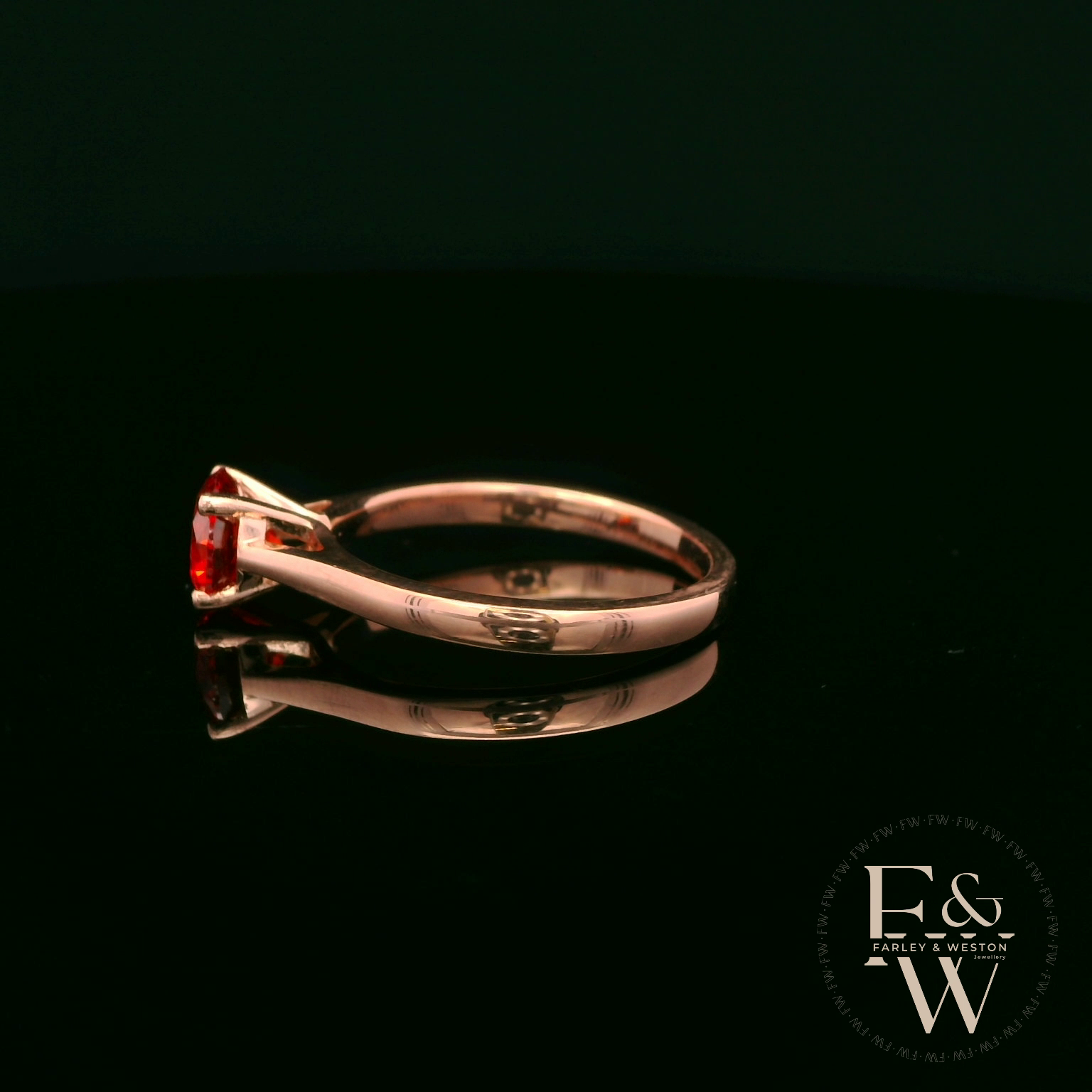 9ct Rose Gold Fire Opal CZ Solitaire Ring