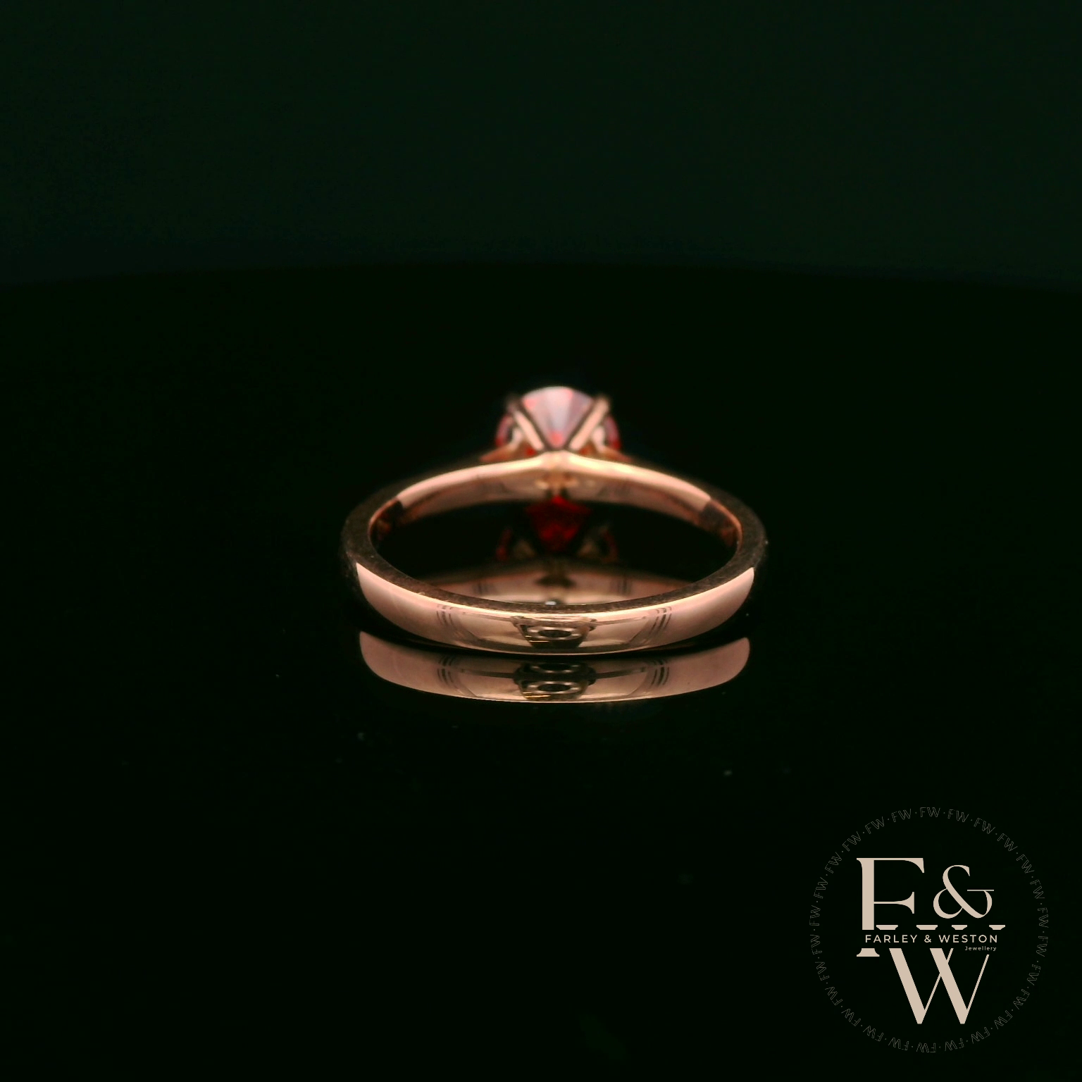 9ct Rose Gold Fire Opal CZ Solitaire Ring