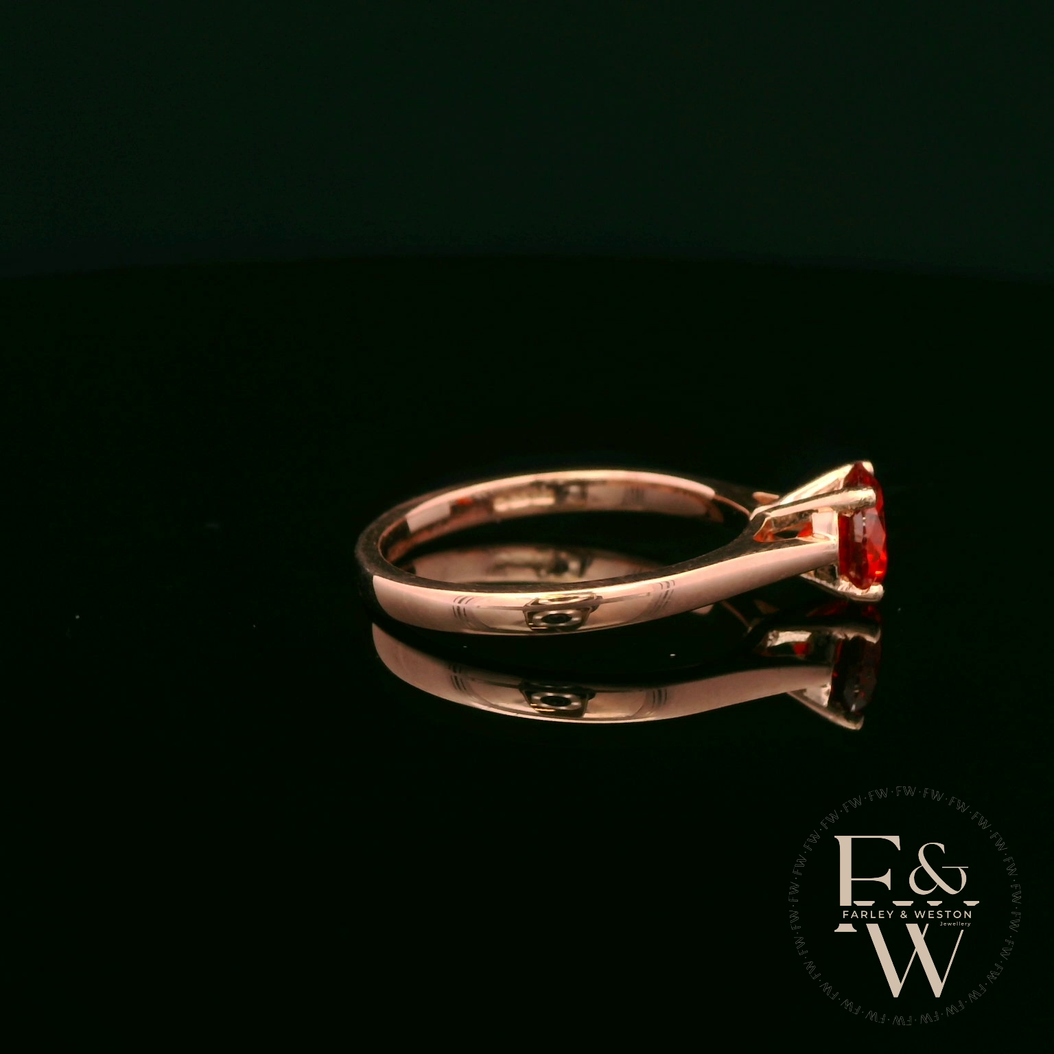 9ct Rose Gold Fire Opal CZ Solitaire Ring