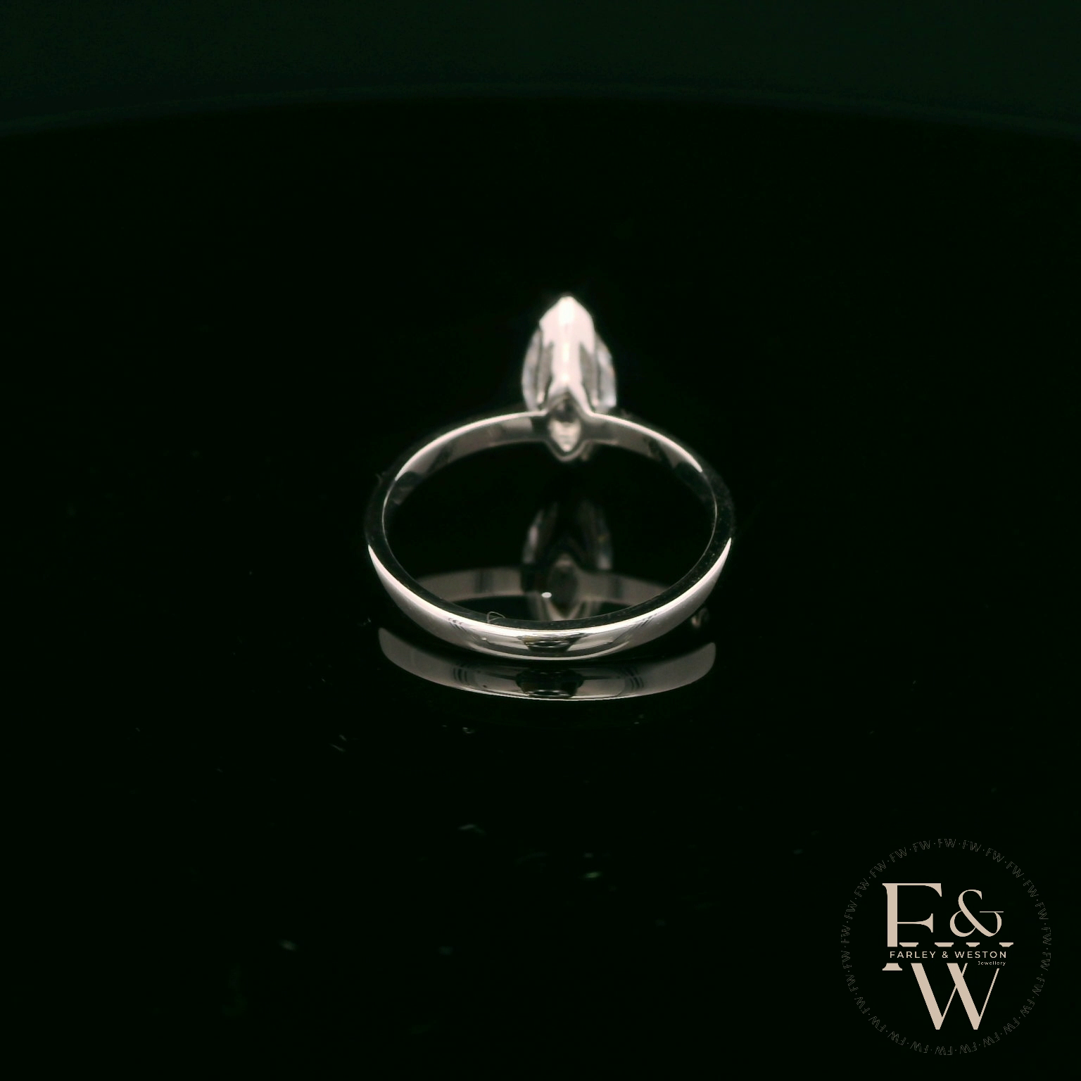 Marquise Cut 9ct White Gold White Moissanite Solitaire Engagement Ring