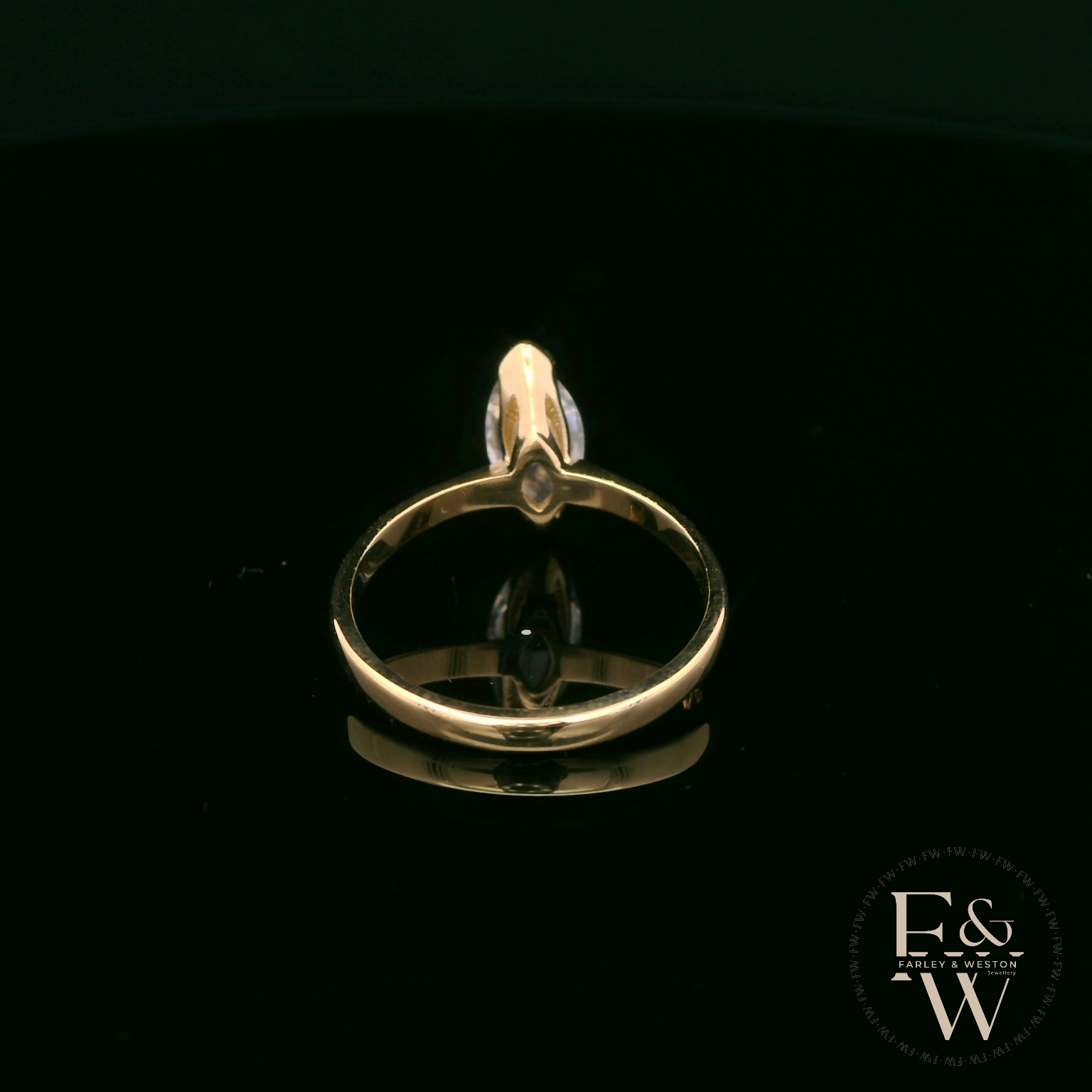 Marquise Cut 9ct Yellow Gold White Moissanite Solitaire Engagement Ring