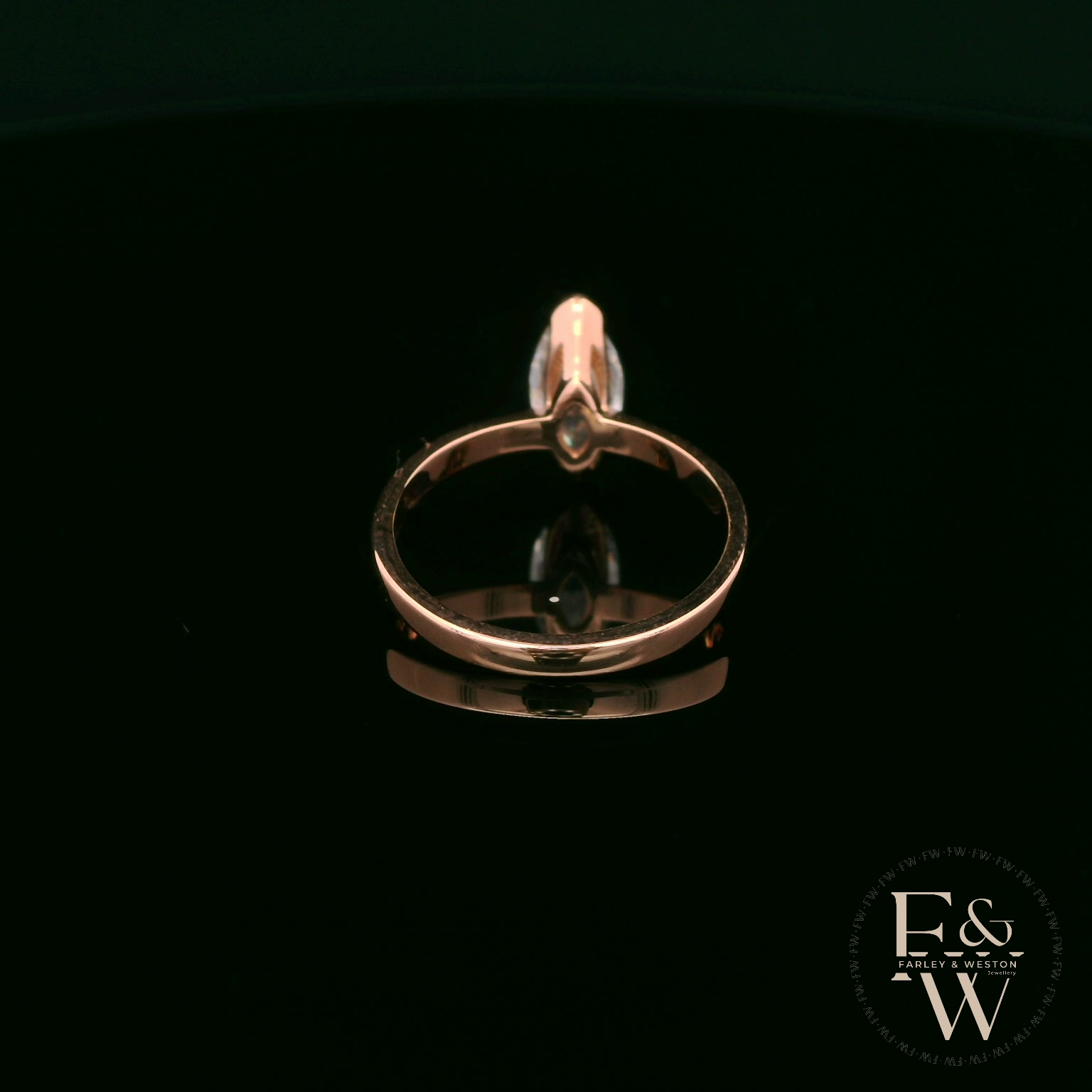 Marquise Cut 9ct Rose Gold White Moissanite Solitaire Engagement Ring