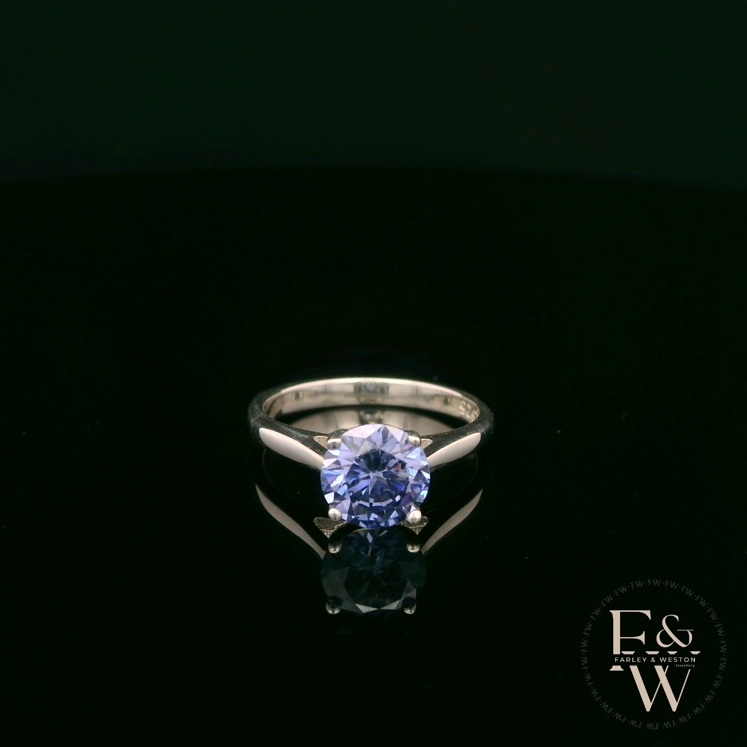 Sterling Silver Tanzanite CZ Solitaire Ring