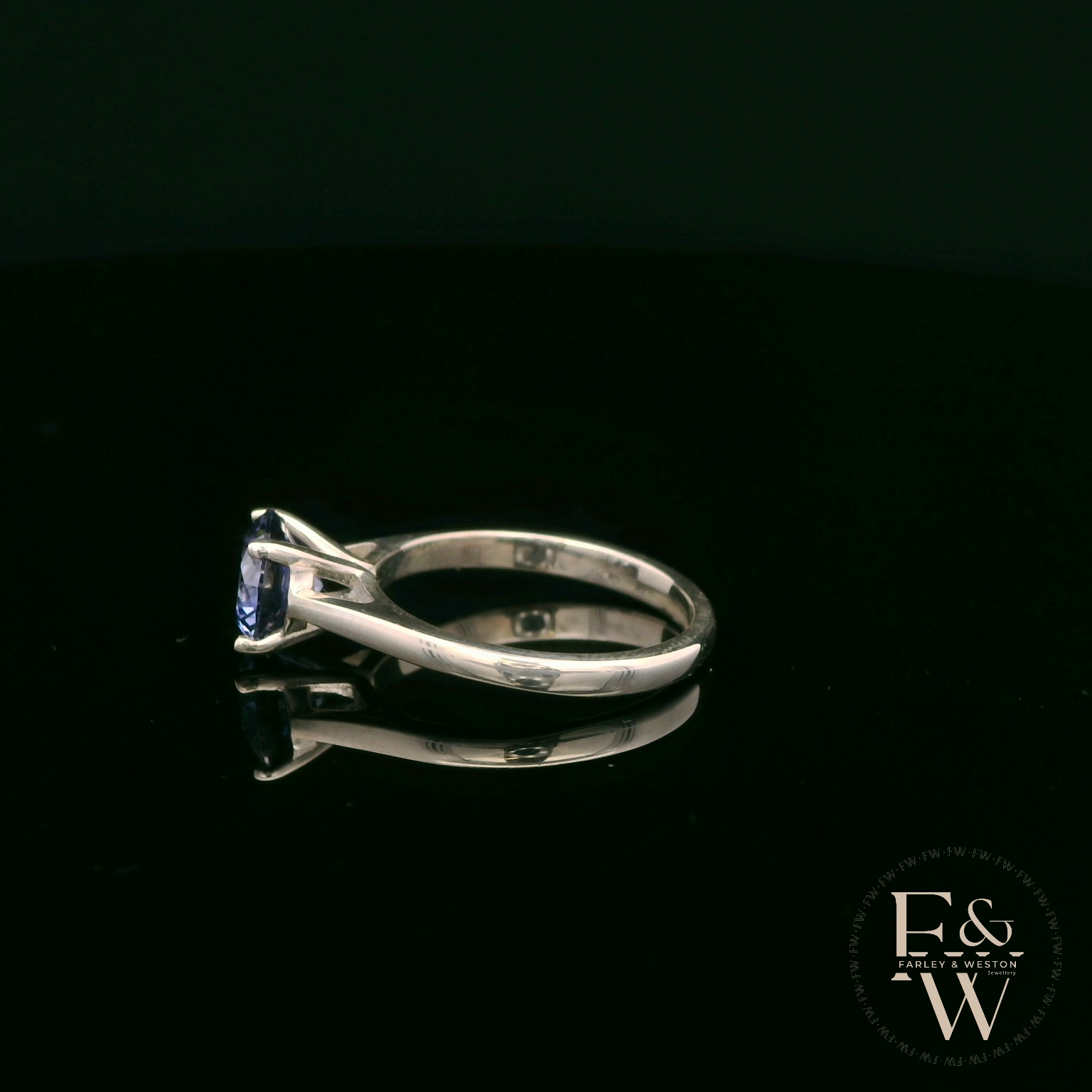 Sterling Silver Tanzanite CZ Solitaire Ring
