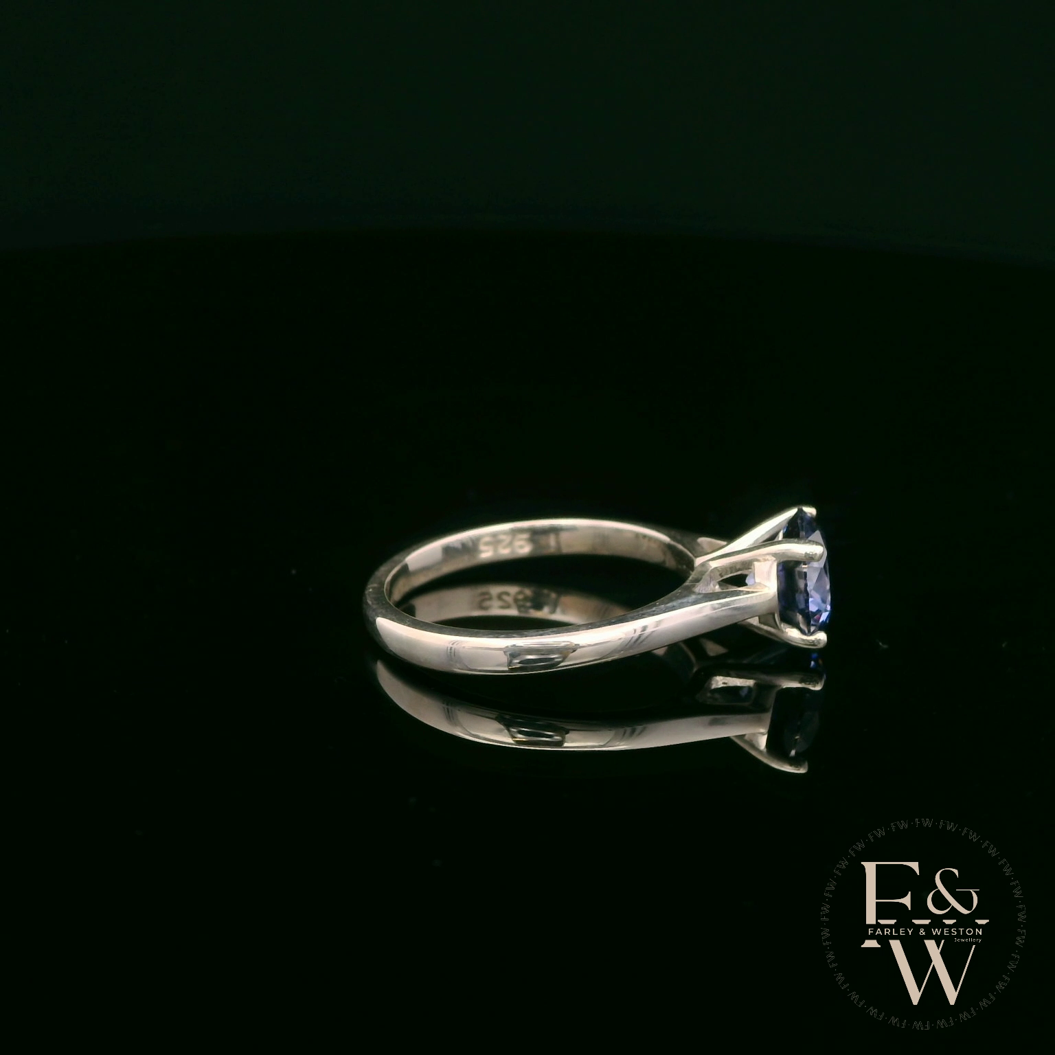 Sterling Silver Tanzanite CZ Solitaire Ring