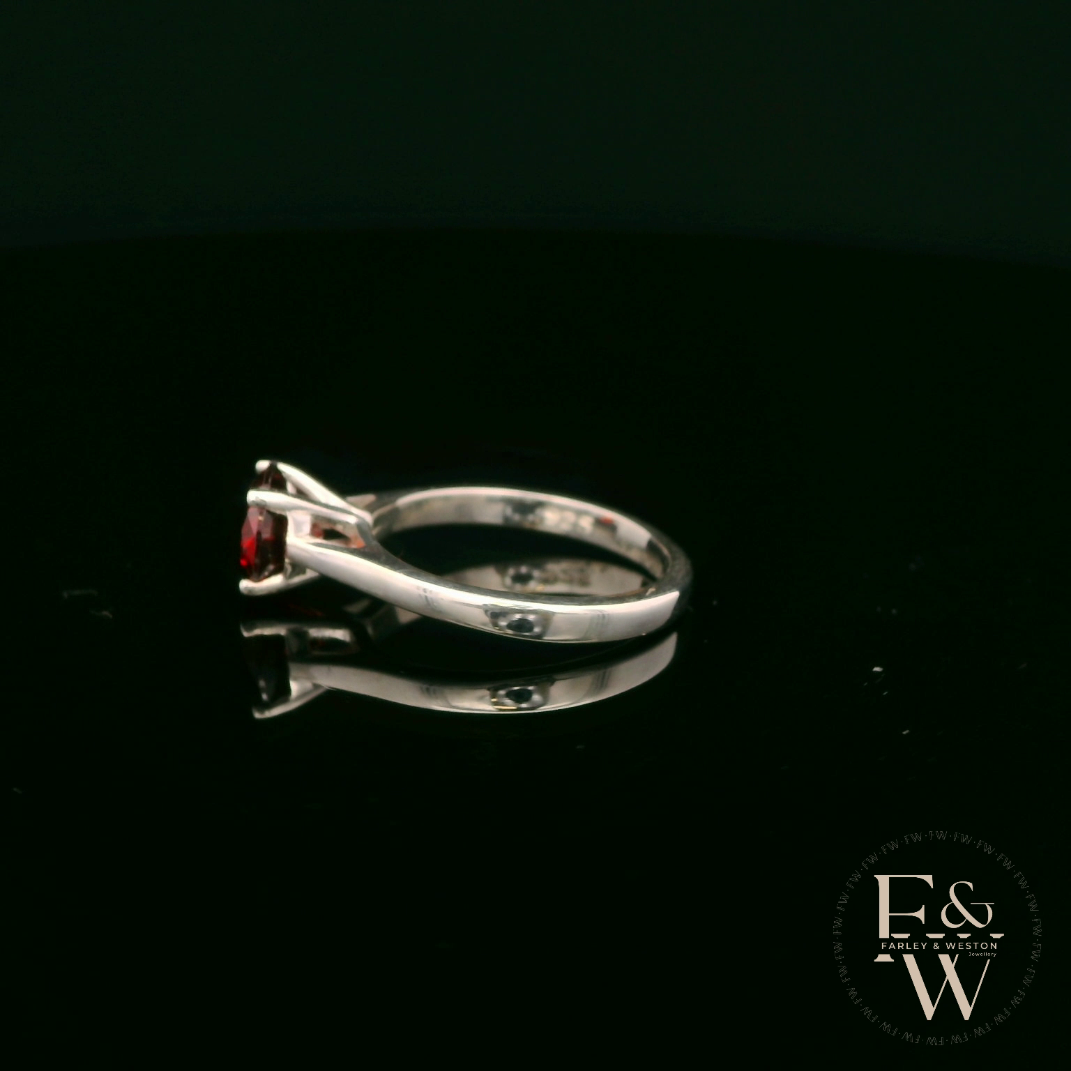 Sterling Silver Garnet CZ Solitaire Ring