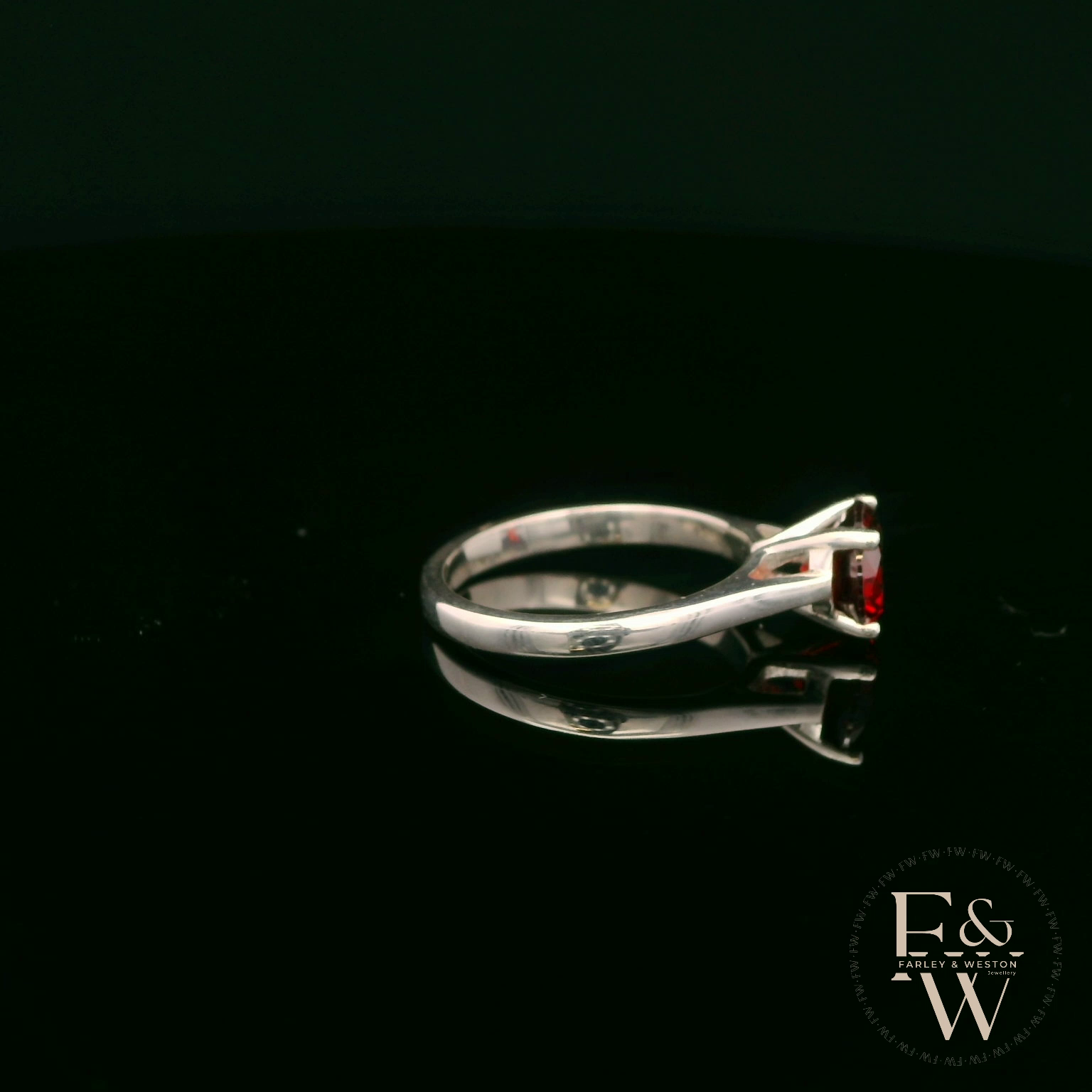 Sterling Silver Garnet CZ Solitaire Ring