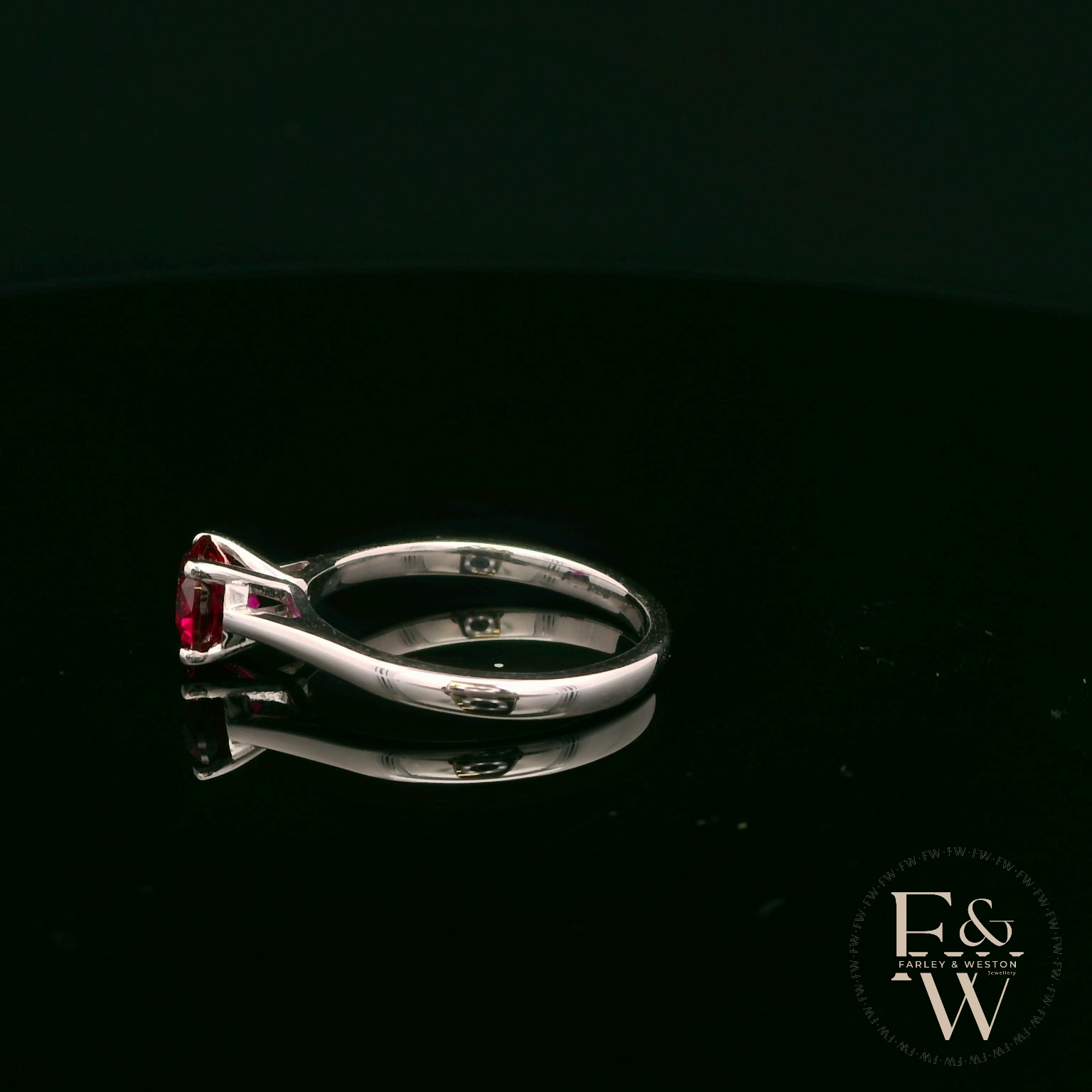 9ct White Gold Ruby CZ Solitaire Ring