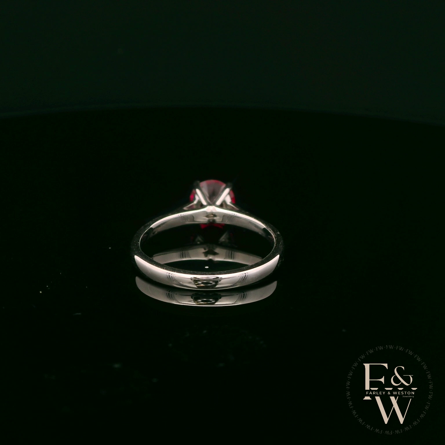 9ct White Gold Ruby CZ Solitaire Ring