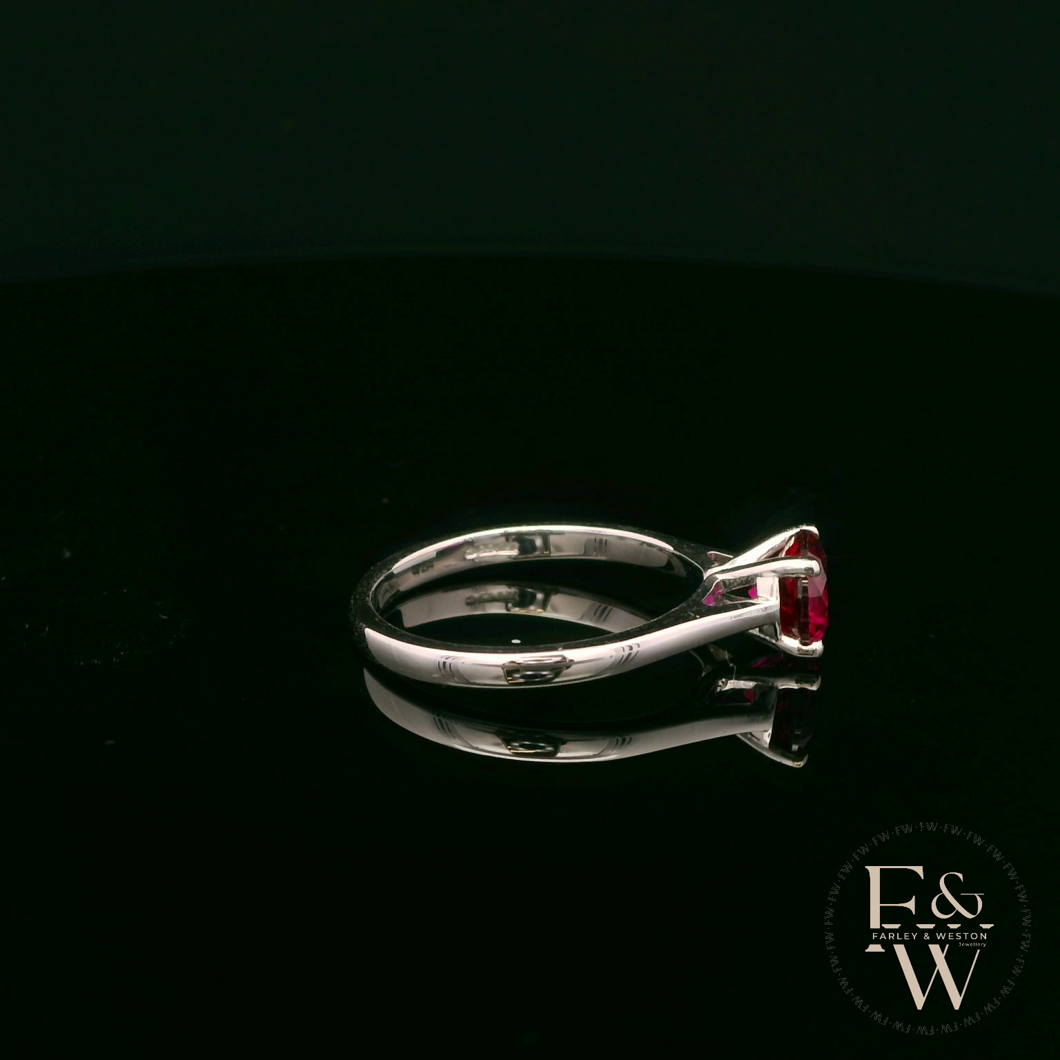 9ct White Gold Ruby CZ Solitaire Ring