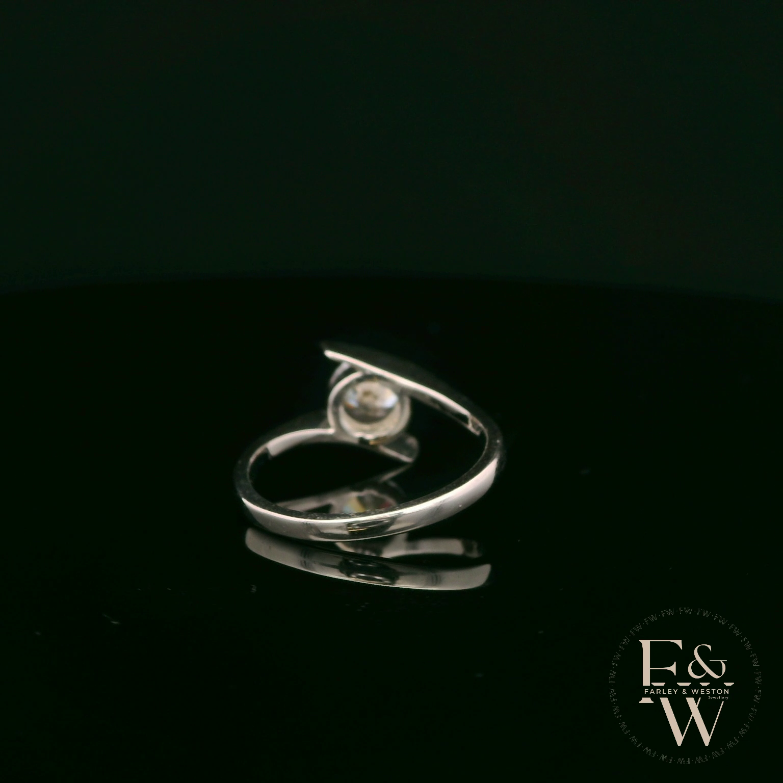 9ct White Gold Tension Set Single Stone White Moissanite Ring