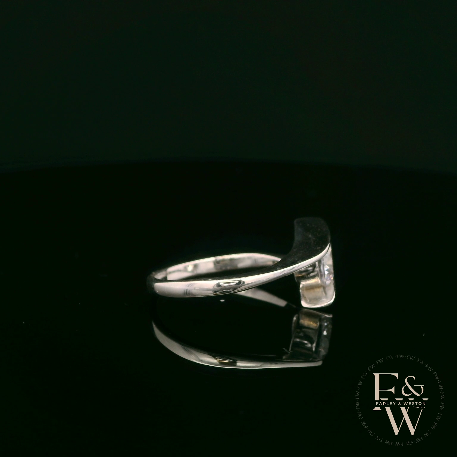 9ct White Gold Tension Set Single Stone White Moissanite Ring