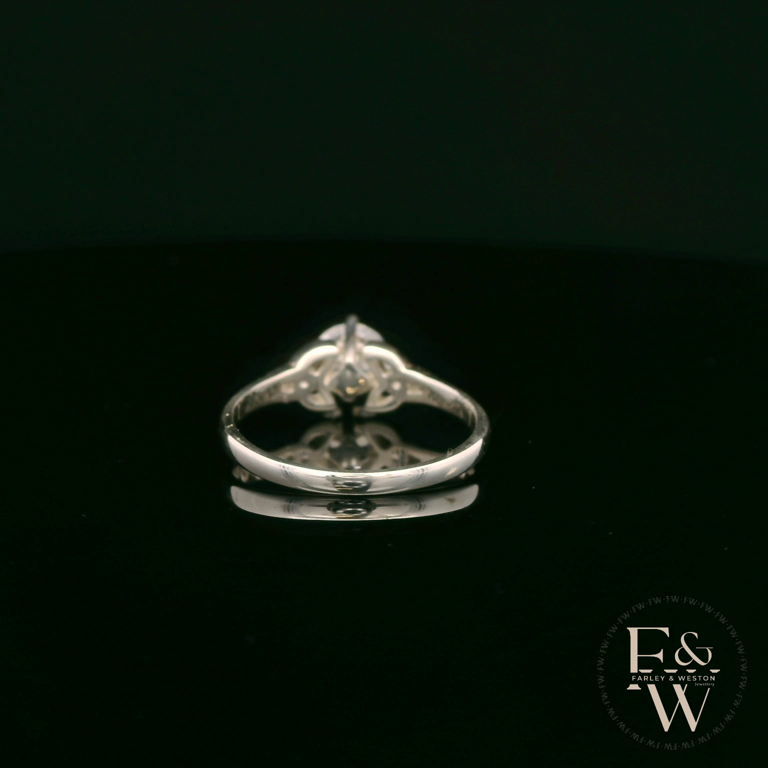 Celtic Patterned Sterling Silver White CZ Single Stone Ring