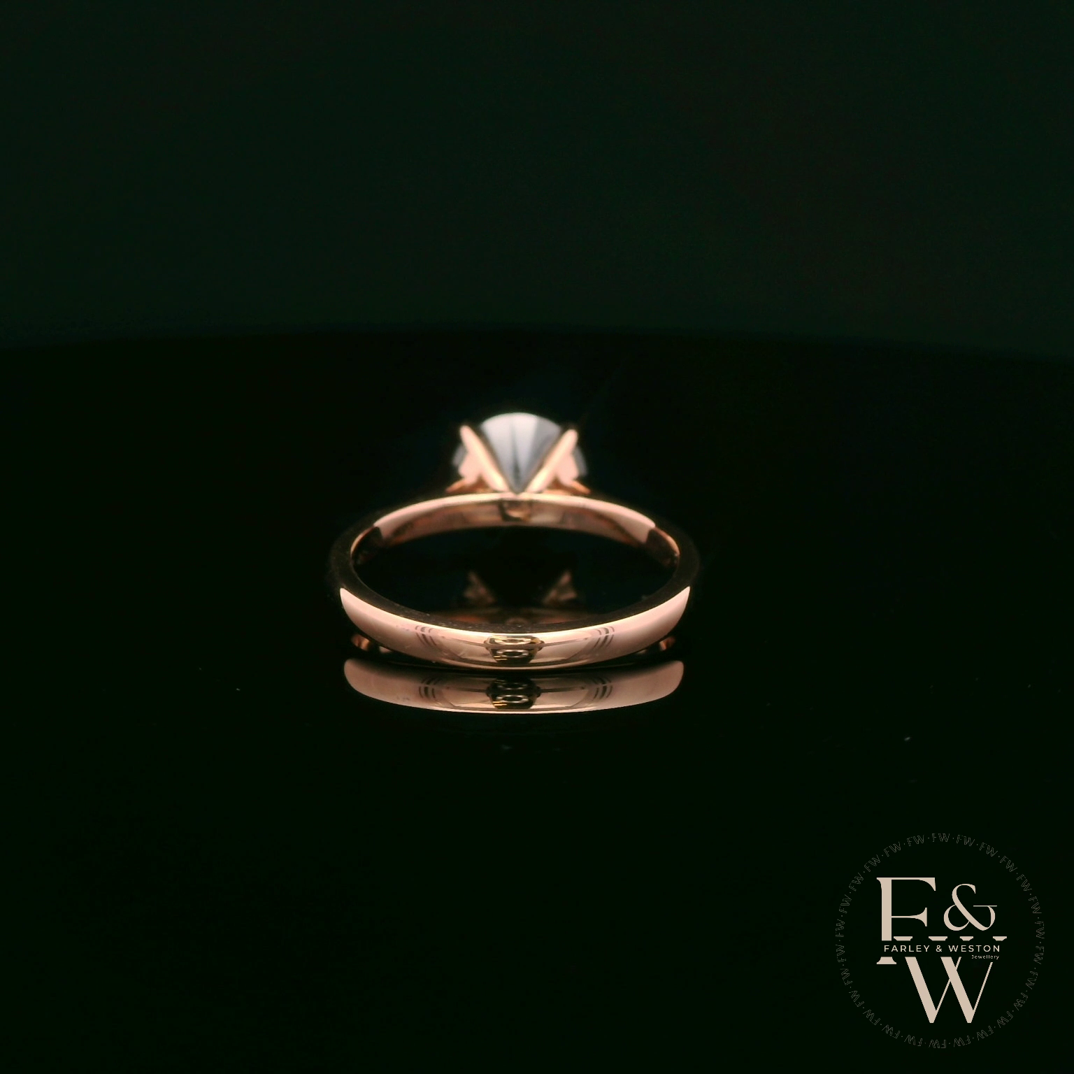9ct Rose Gold 2ct Black CZ Single Stone Ring