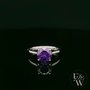 9ct White Gold 2ct Amethyst CZ Single Stone Ring