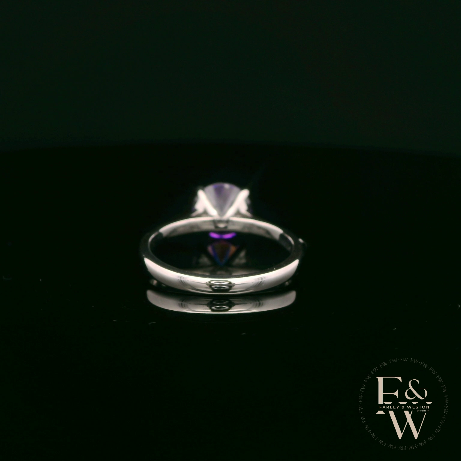 9ct White Gold 2ct Amethyst CZ Single Stone Ring