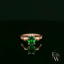 9ct Rose Gold Skull Shoulder Emerald CZ Solitaire Ring