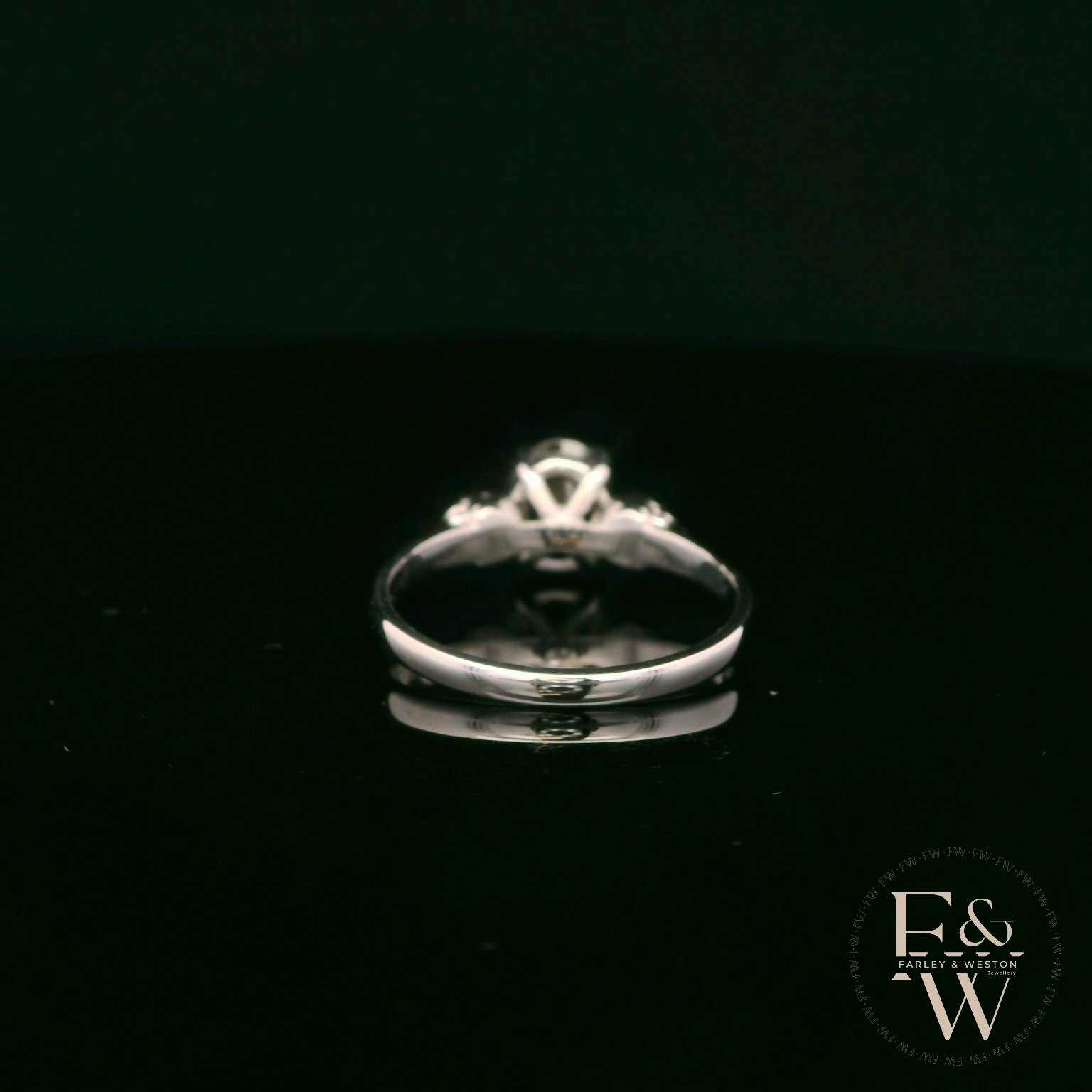 9ct White Gold Skull Shoulder Black CZ Solitaire Ring