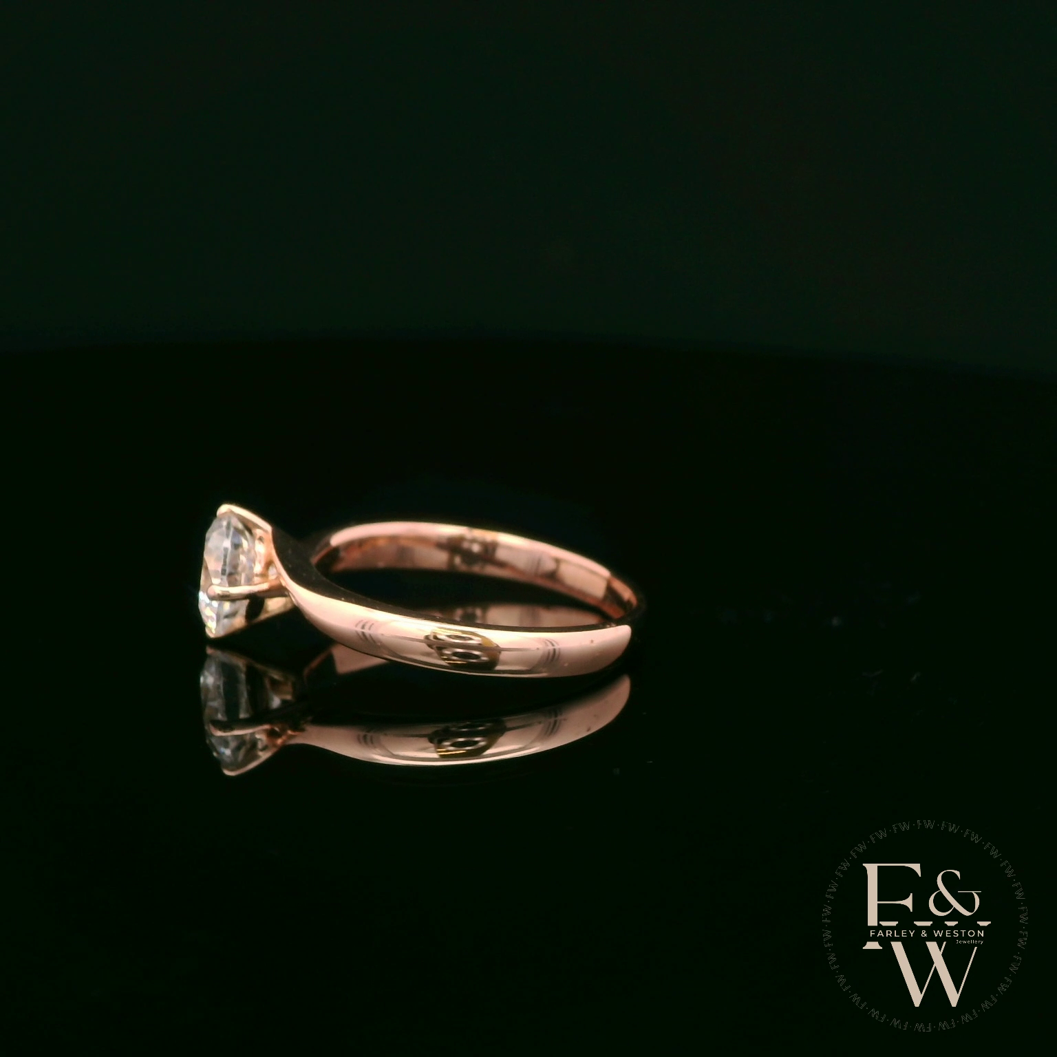 9ct Rose Gold Single Stone White Moissanite Ring