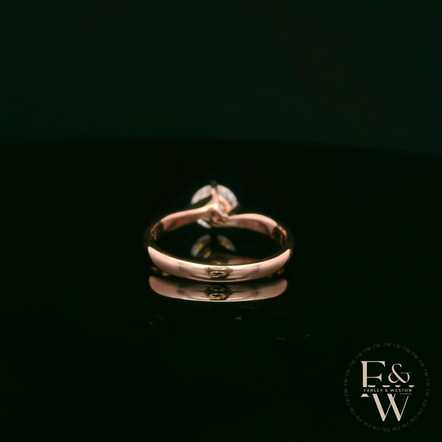 9ct Rose Gold Single Stone White Moissanite Ring