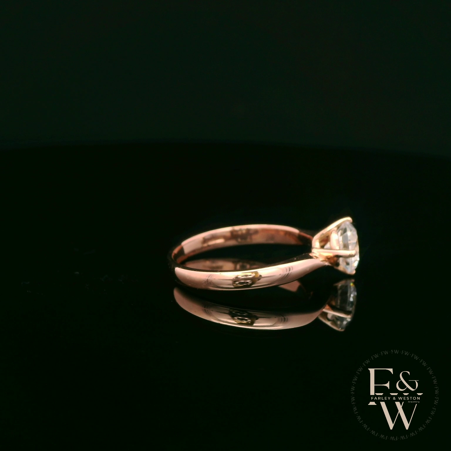 9ct Rose Gold Single Stone White Moissanite Ring