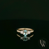 Lab-Grown Aqua and Diamond 9ct Yellow Gold Trilogy Ring