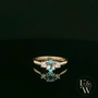 Lab-Grown Aqua and Diamond 9ct Yellow Gold Trilogy Ring