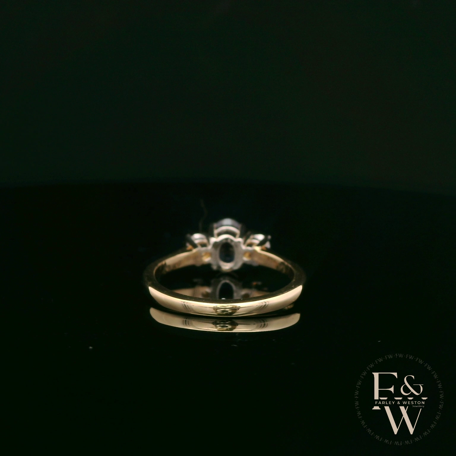 Lab-Grown Sapphire and Diamond 9ct Yellow Gold Trilogy Ring