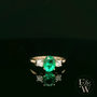 Lab-Grown Emerald and Diamond 9ct Yellow Gold Trilogy Ring