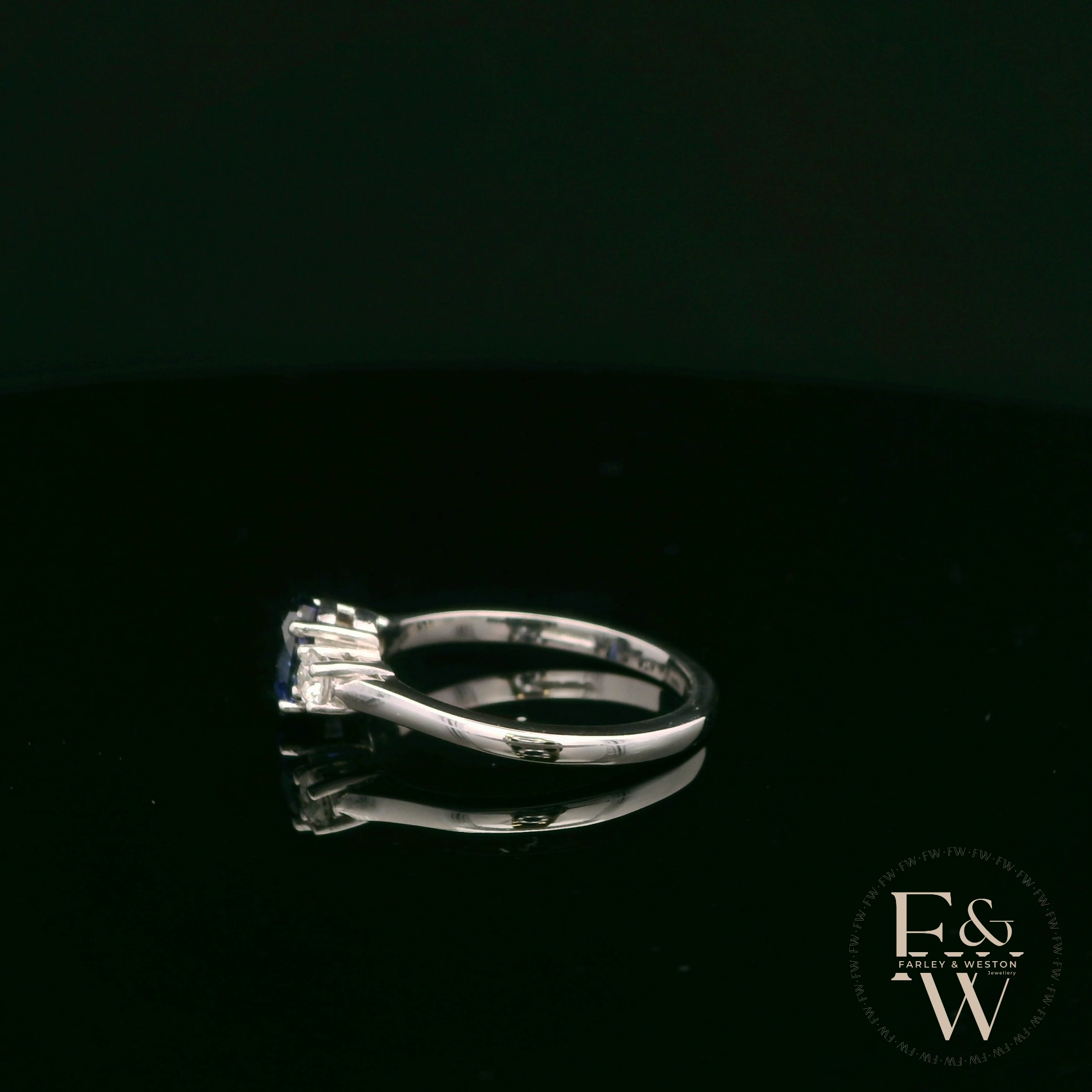 Lab-Grown Sapphire and Diamond 9ct White Gold Trilogy Ring