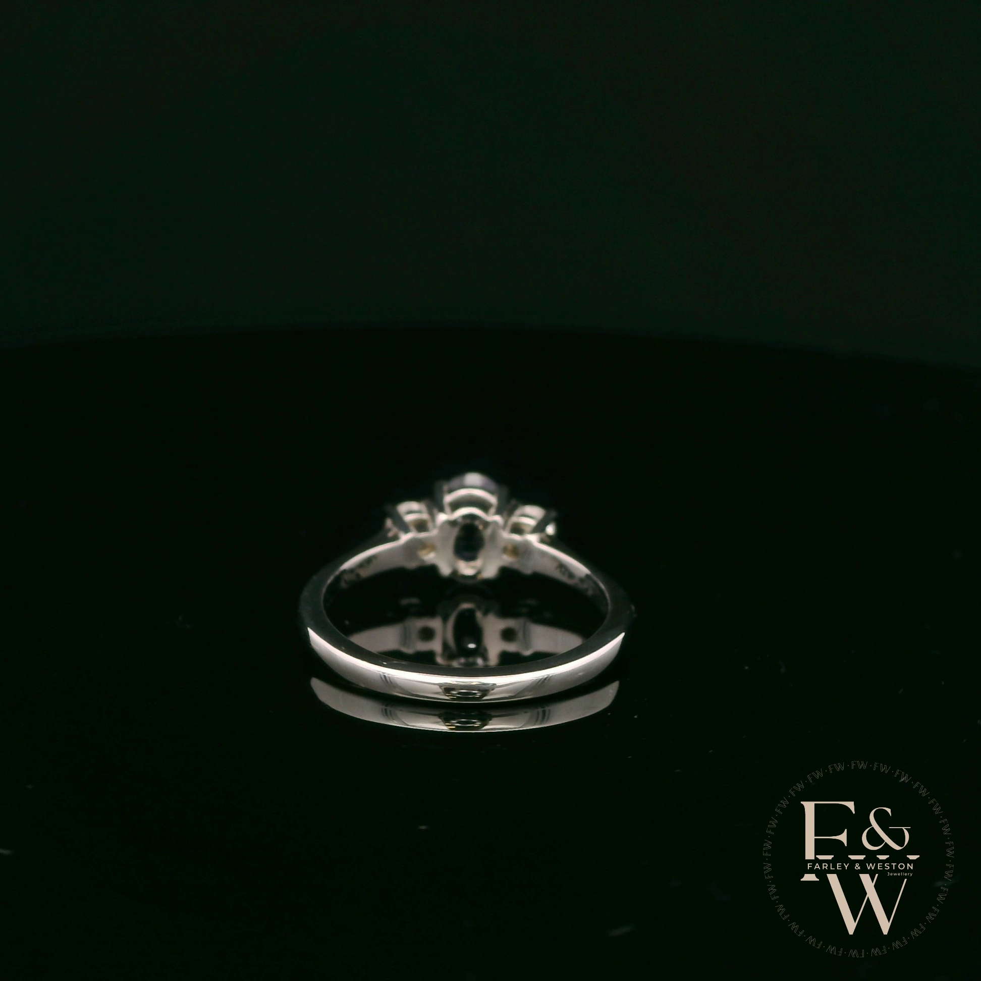 Lab-Grown Sapphire and Diamond 9ct White Gold Trilogy Ring
