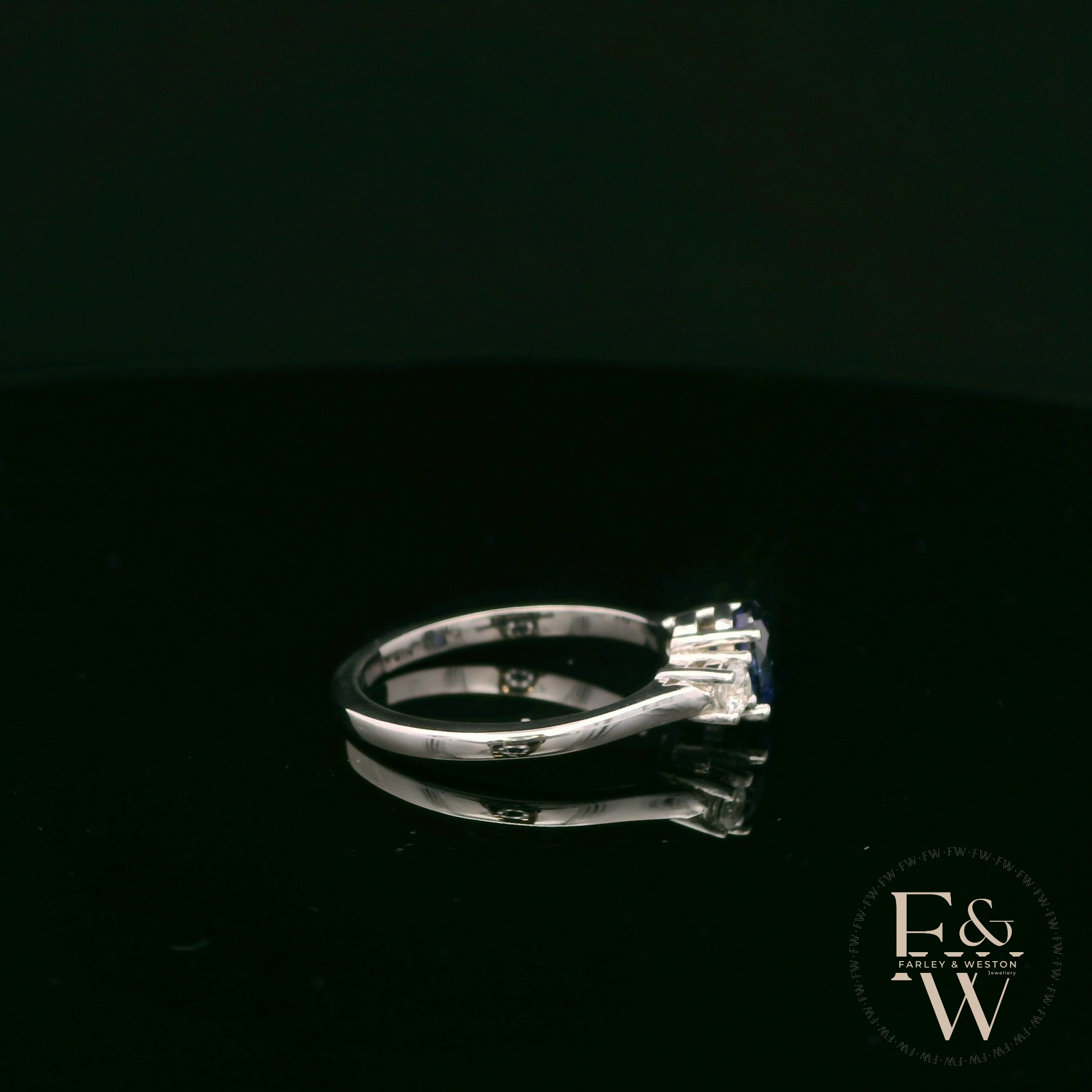 Lab-Grown Sapphire and Diamond 9ct White Gold Trilogy Ring