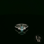 Lab-Grown Aqua and Diamond 9ct White Gold Trilogy Ring