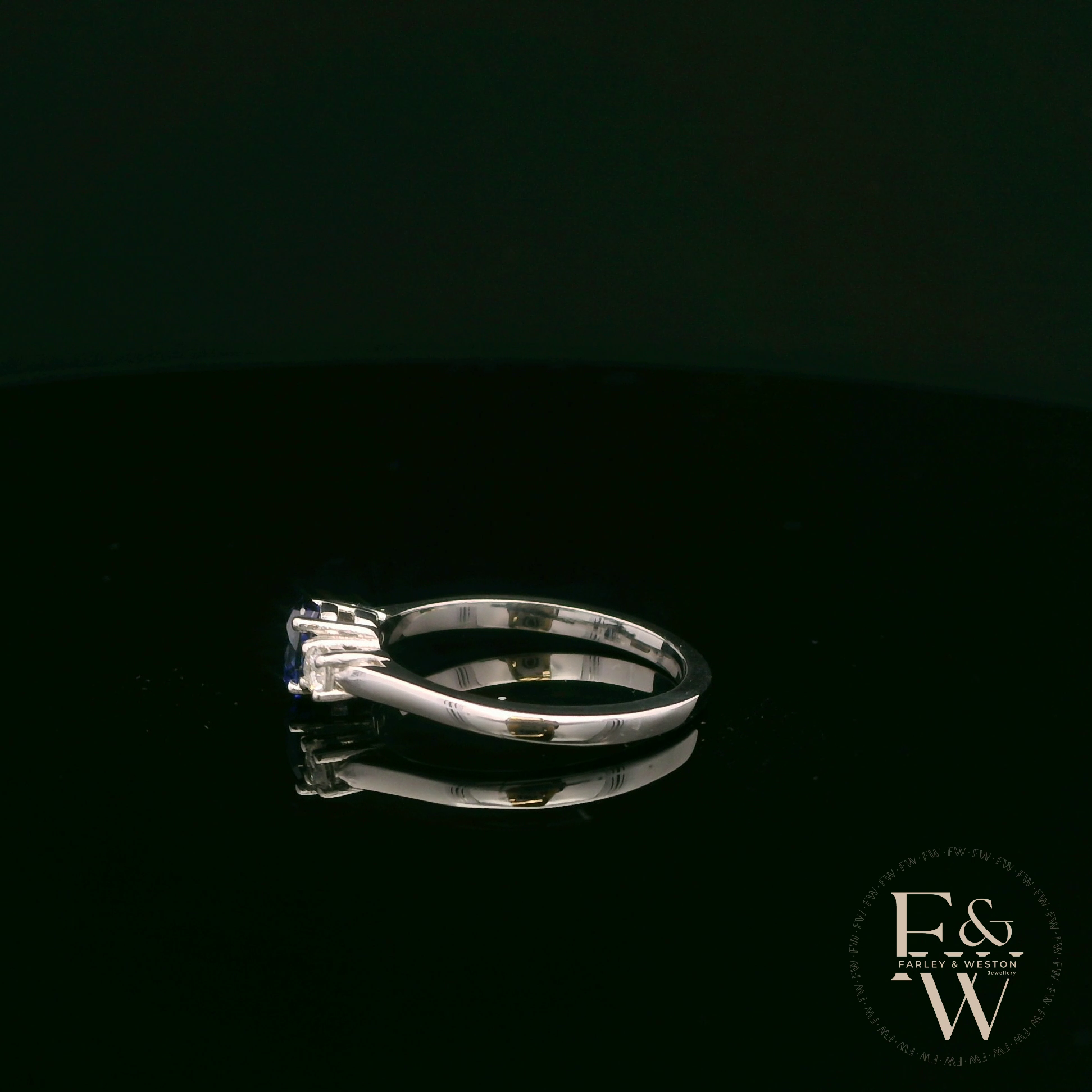 Lab-Grown Sapphire and Diamond 9ct White Gold Trilogy Ring