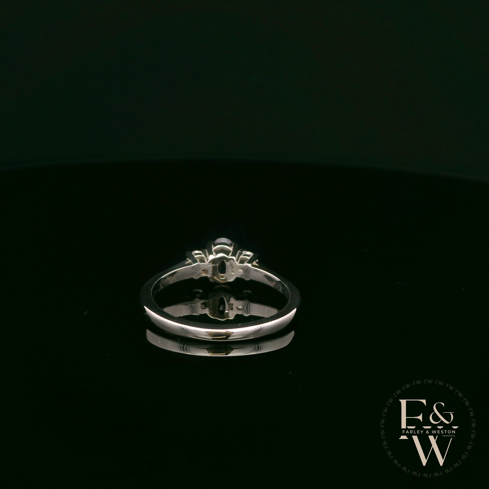Lab-Grown Sapphire and Diamond 9ct White Gold Trilogy Ring