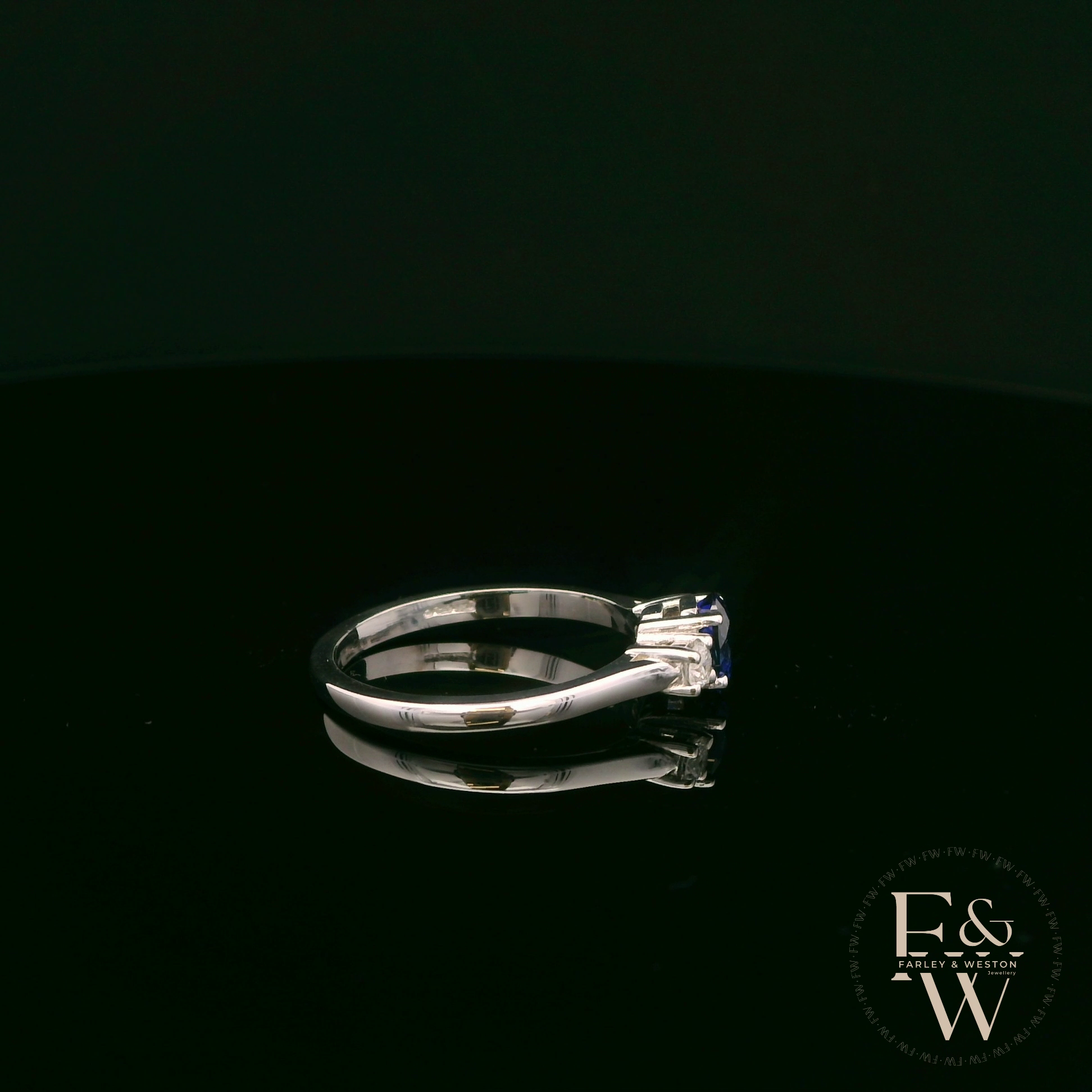 Lab-Grown Sapphire and Diamond 9ct White Gold Trilogy Ring