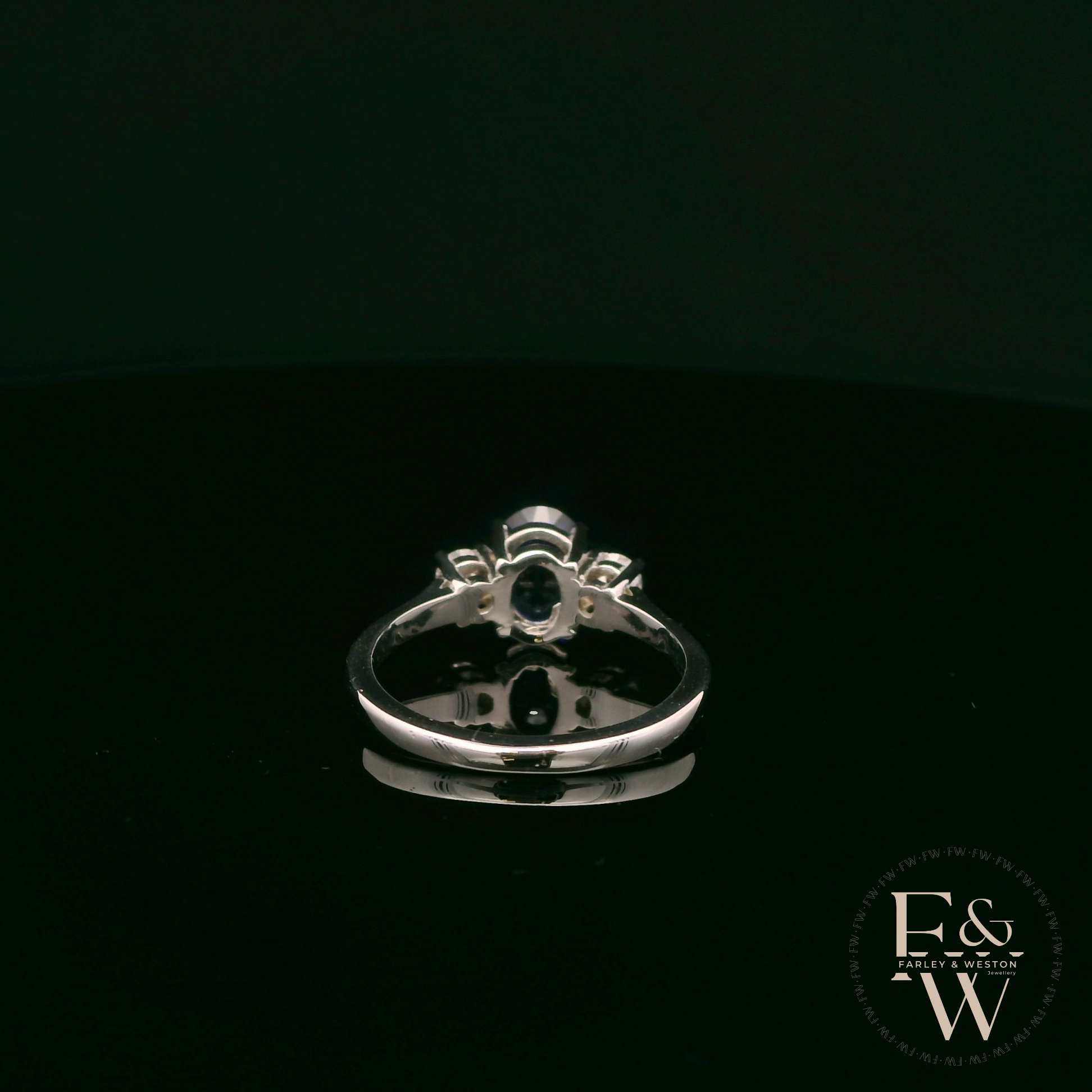Lab-Grown Sapphire and Diamond 9ct White Gold Trilogy Ring