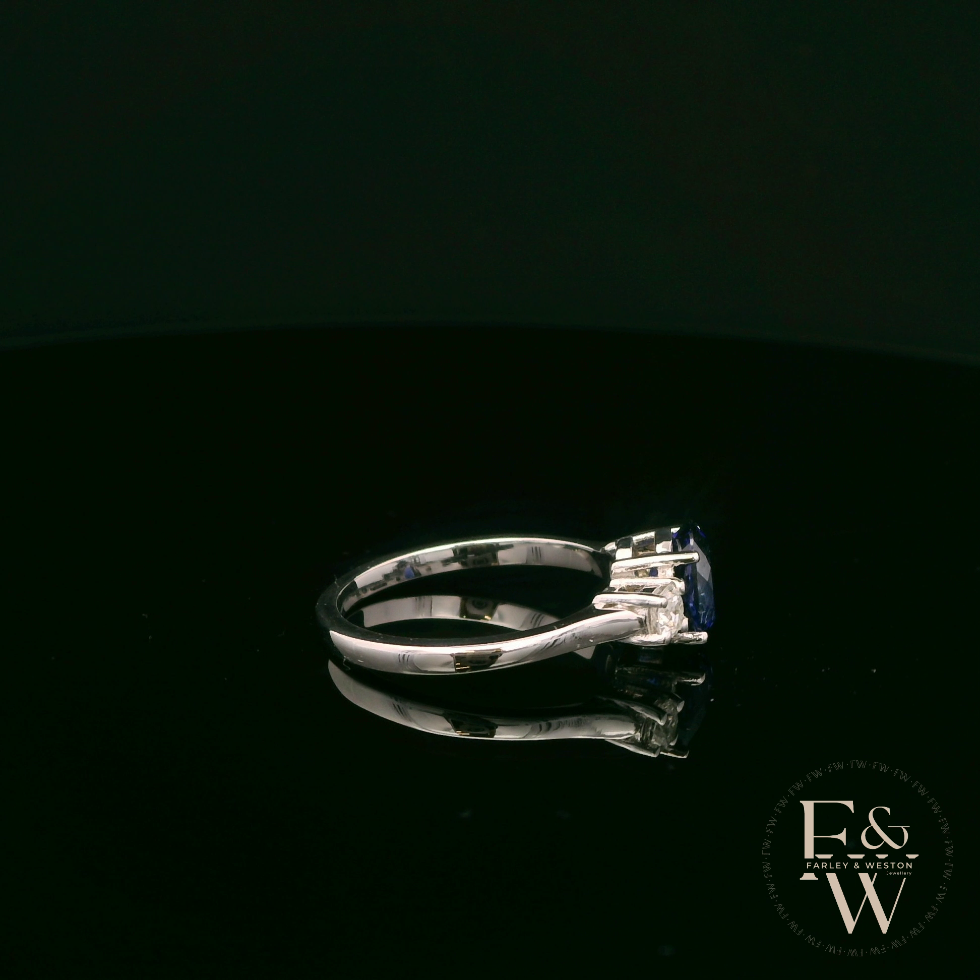 Lab-Grown Sapphire and Diamond 9ct White Gold Trilogy Ring