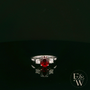 Lab-Grown Ruby and Diamond 9ct White Gold Trilogy Ring