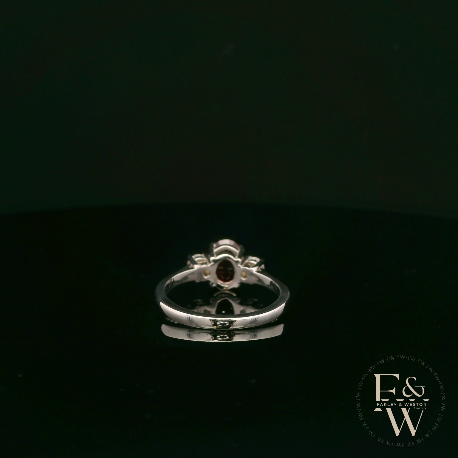 Lab-Grown Ruby and Diamond 9ct White Gold Trilogy Ring