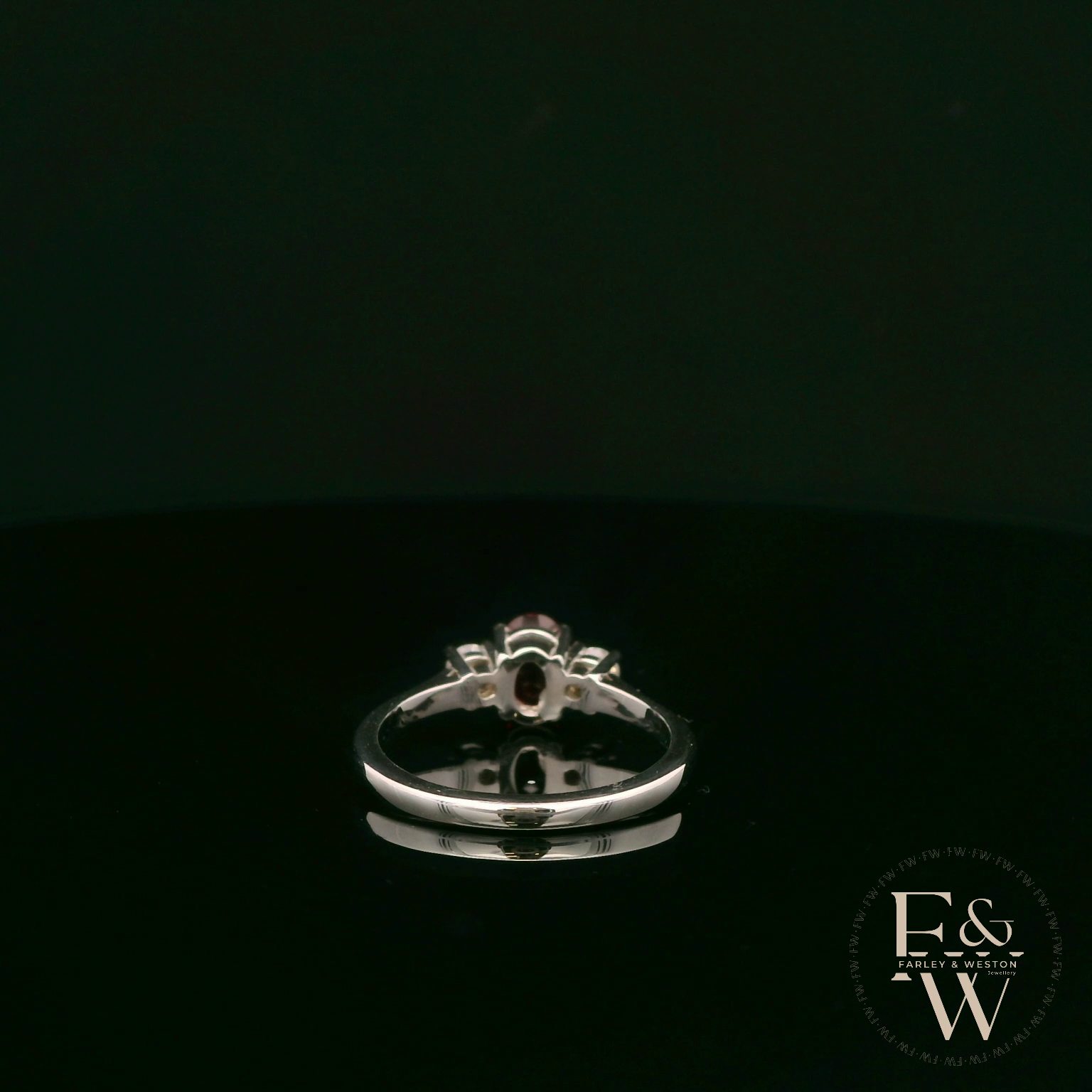 Lab-Grown Ruby and Diamond 9ct White Gold Trilogy Ring