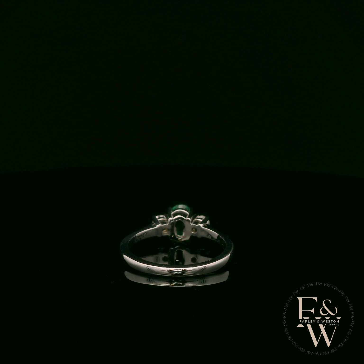 Lab-Grown Emerald and Diamond 9ct White Gold Trilogy Ring
