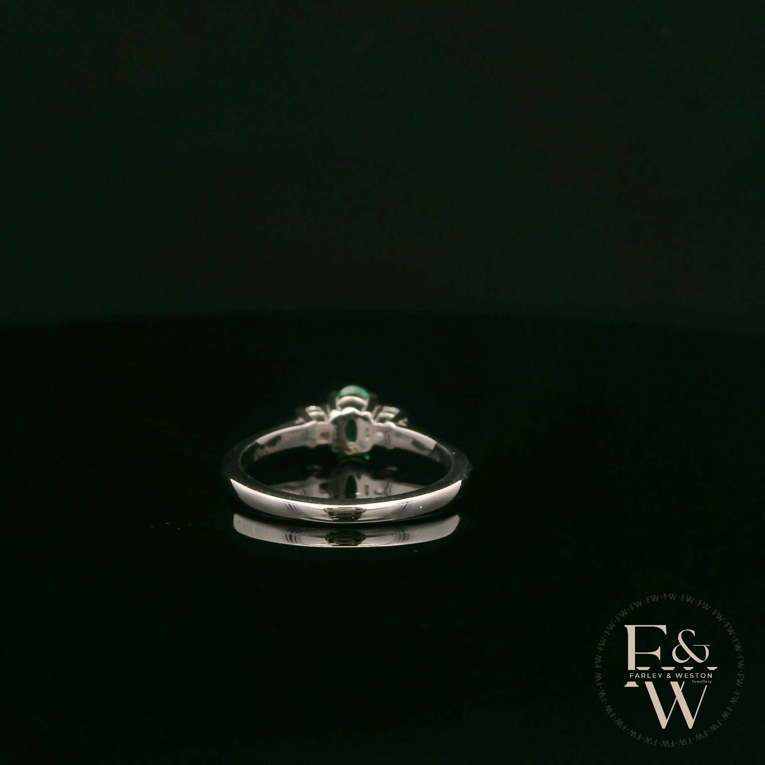 Lab-Grown Emerald and Diamond 9ct White Gold Trilogy Ring