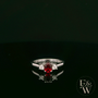 Lab-Grown Ruby and Diamond 9ct White Gold Trilogy Ring