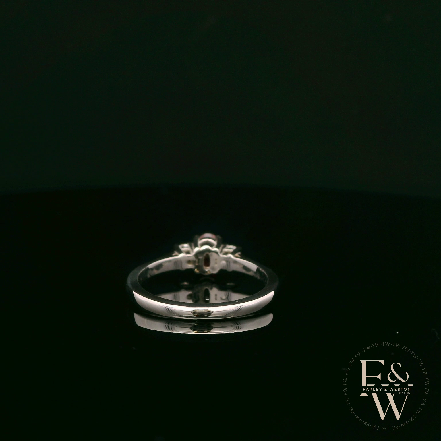 Lab-Grown Ruby and Diamond 9ct White Gold Trilogy Ring