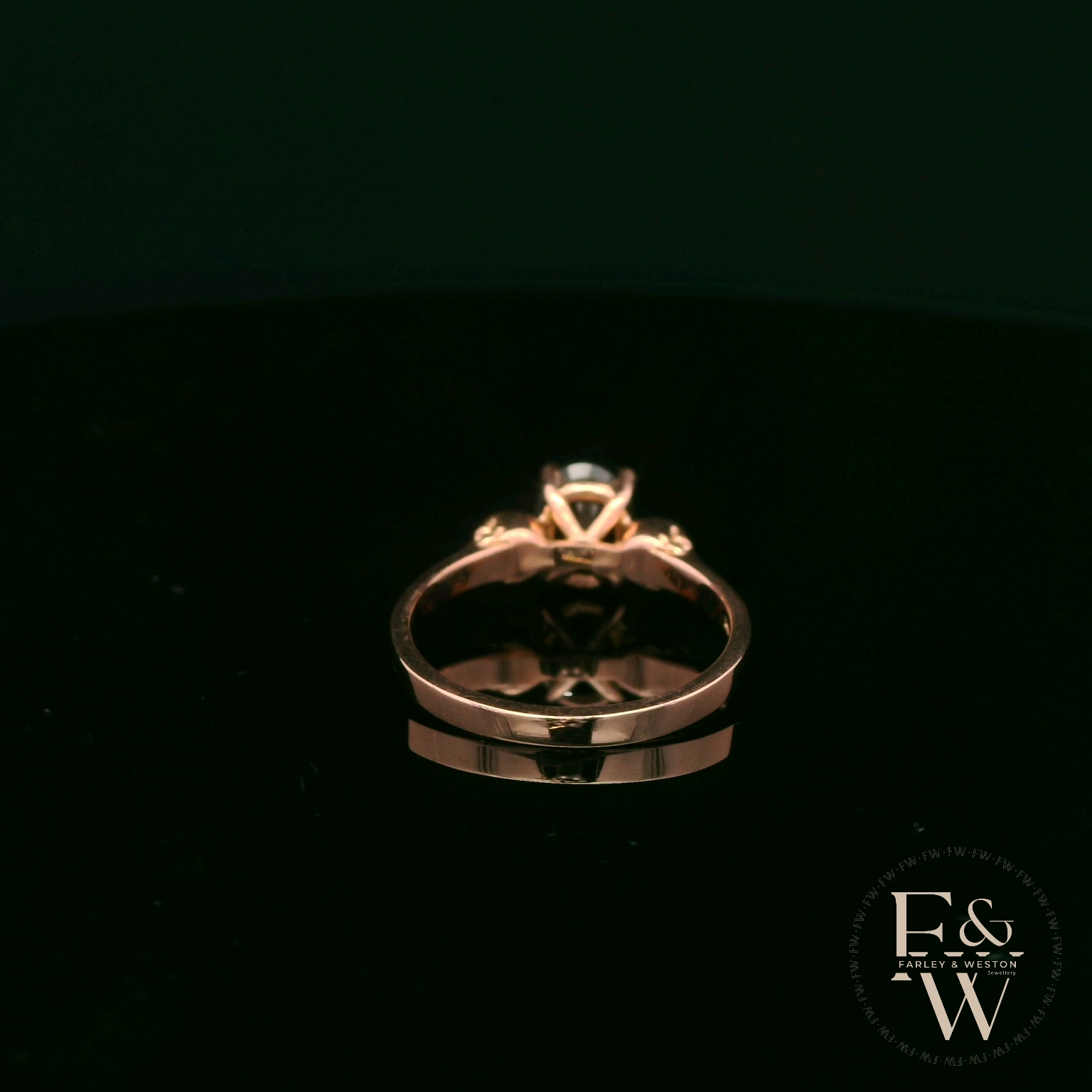 9ct Rose Gold Skull Shoulder Black CZ Solitaire Ring