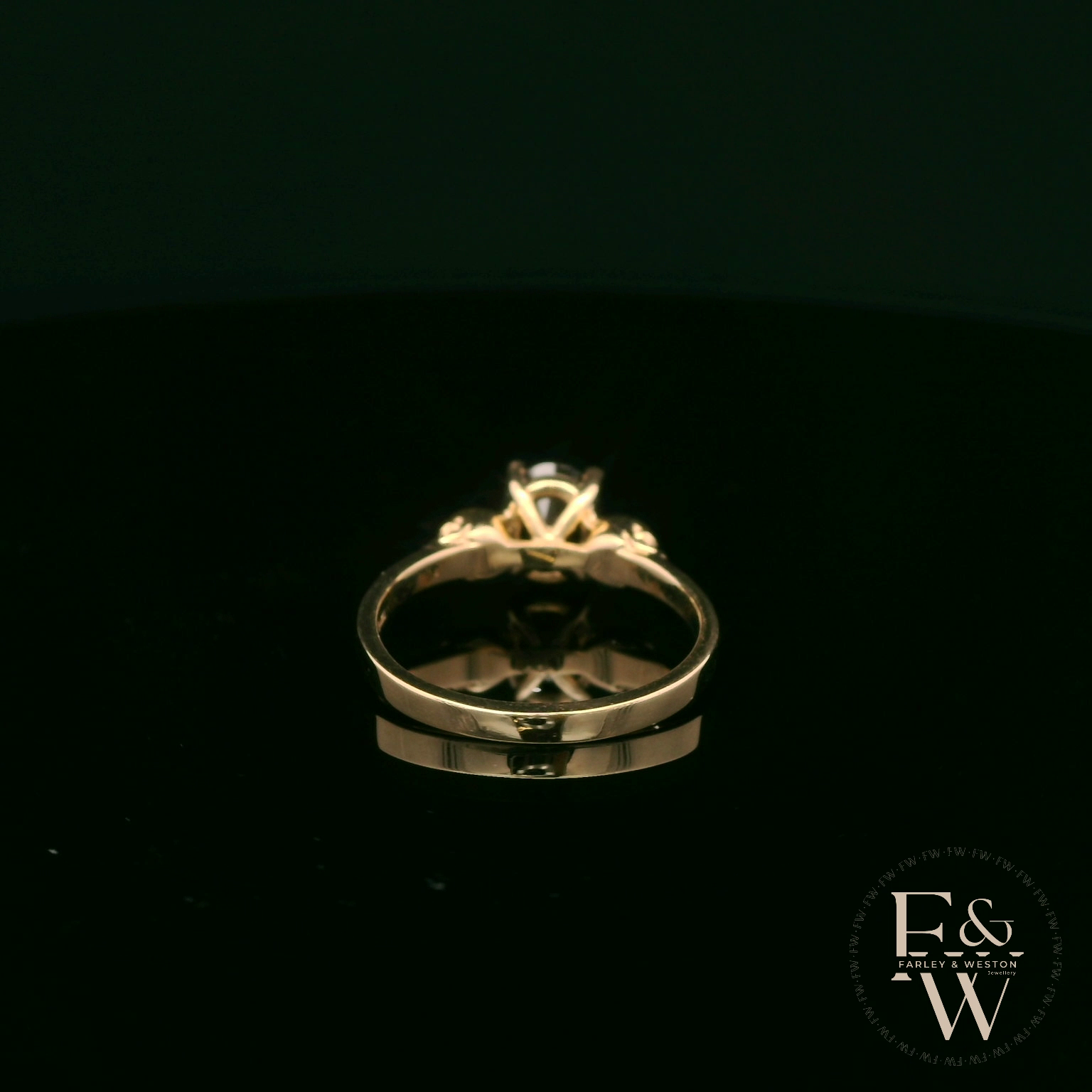 9ct Yellow Gold Skull Shoulder Black CZ Solitaire Ring